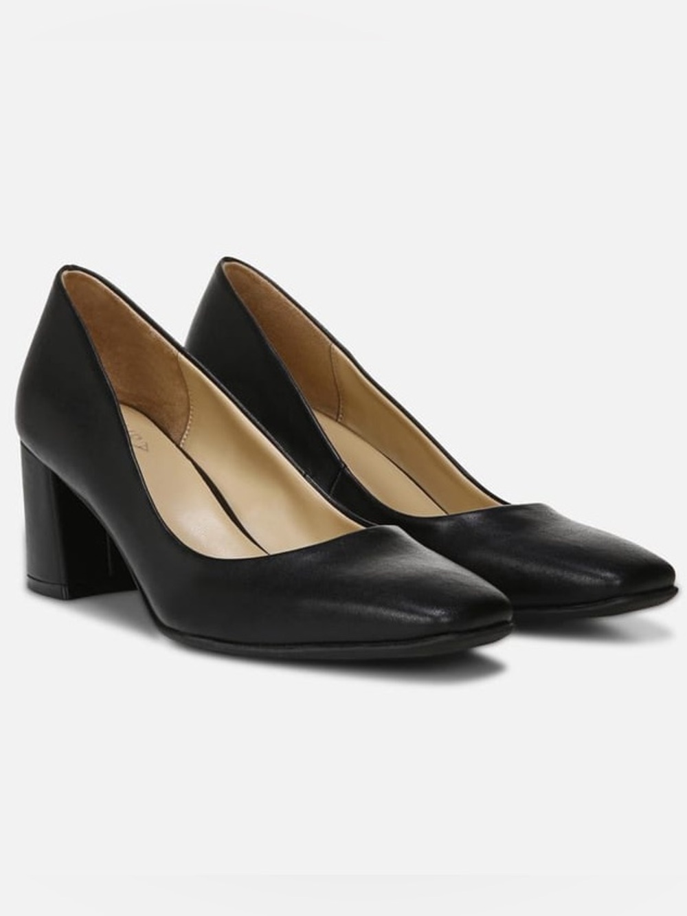 Naturalizer Karina Leather Block Pumps Heels 9 Square Toe